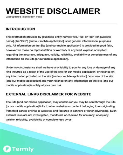 Sample Disclaimer Template & Examples [Download .